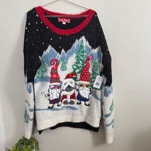 Kohl's Black and Red Women's Sweater with Festive Design